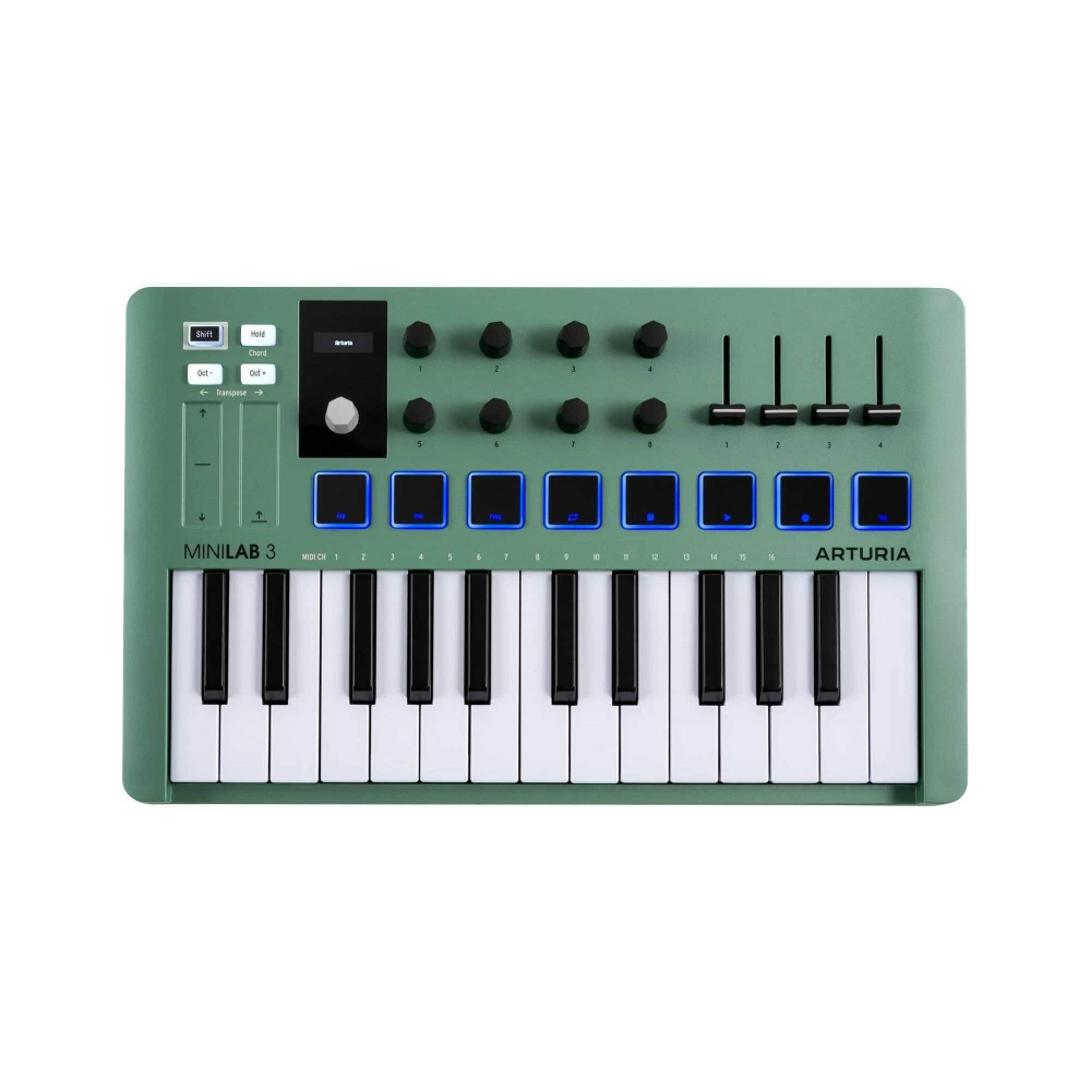 ARTURIA MiniLAB 3 Mint Edition MIDI-контроллер, клавиатура 25 клавиш, 8 пэдов, 8 энкодеров, 4 слайдера, #1