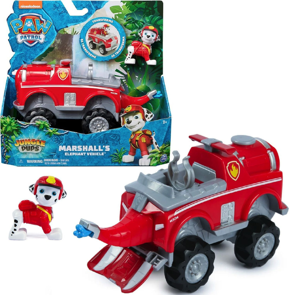 Щенячий патруль Маршалл и машина-трансформер 17 см - Paw Patrol Jungle Pups Elephant with Marshall 6067759 #1