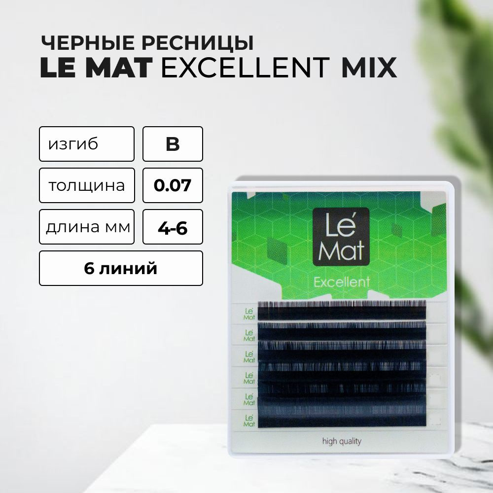 Ресницы черные Le Maitre Excellent 6 линий B 0.07 MIX 4-6 mm #1