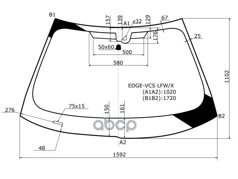 XYG Стекло лобовое (Датчик дождя) Ford Edge 06-14 / Lincoln MKX 06-15 #1