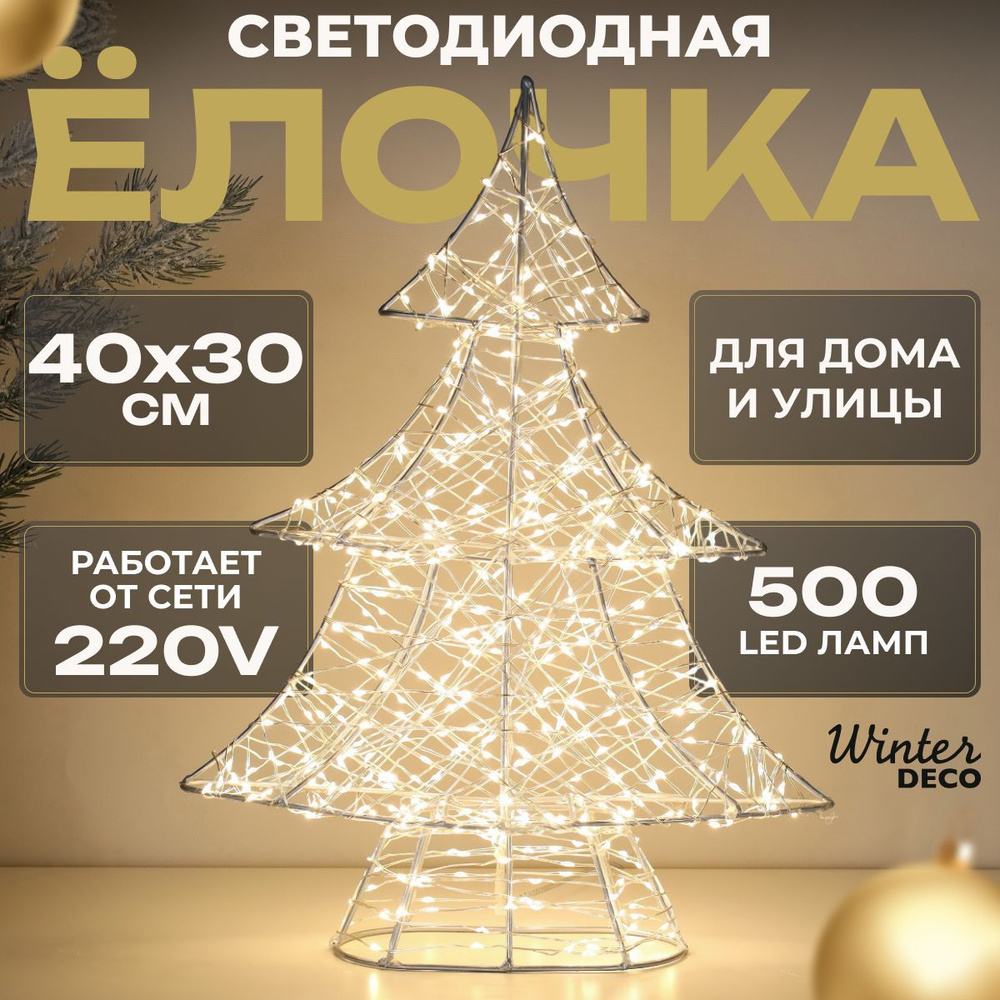 Winter Deco Каркасная светодиодная фигура Ёлка 40 см #1