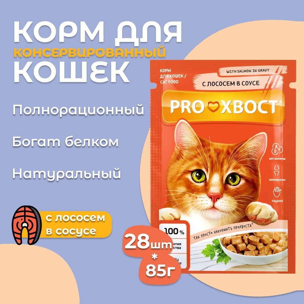 Корм для кошек ProХвост/Прохвост 85гр*28шт с лососем в соусе пауч  #1