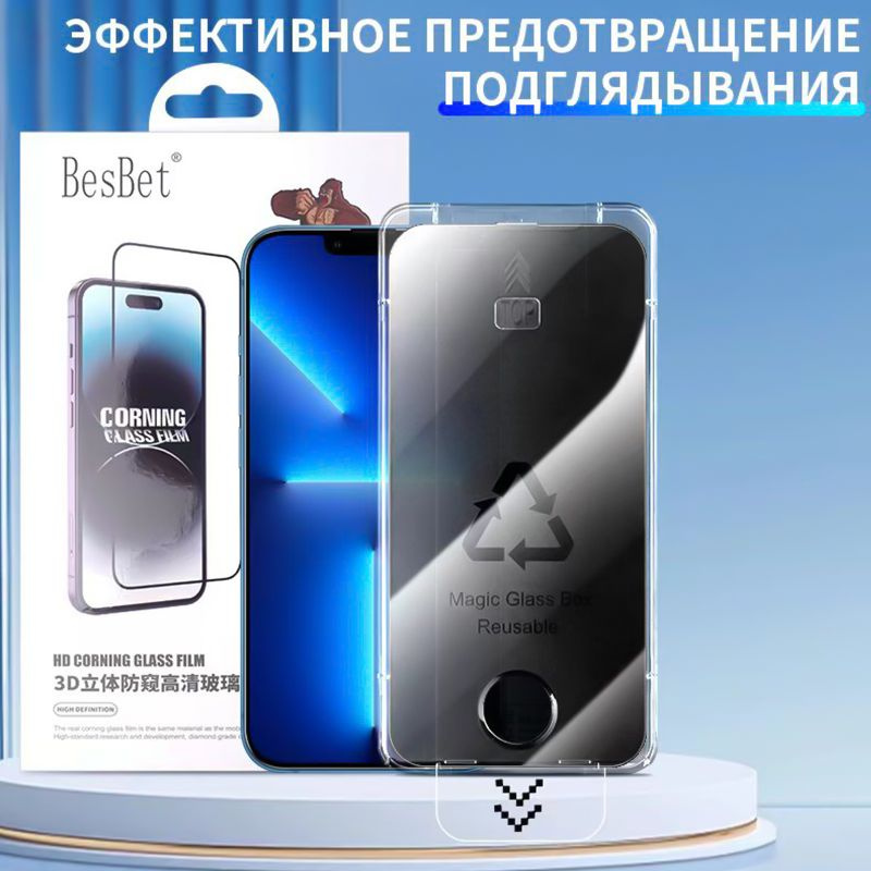 защитное стекло антишпион iphone 12 Pro max, премиального качества Gorilla Glass, с боксом для ровной #1