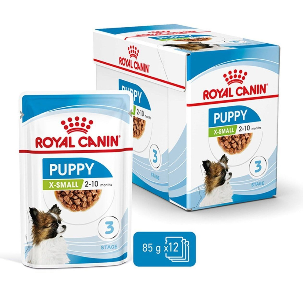 Royal Canin X-Small Puppy влажный корм для щенков миниатюрных пород (12шт в уп) 85 гр, паучи  #1