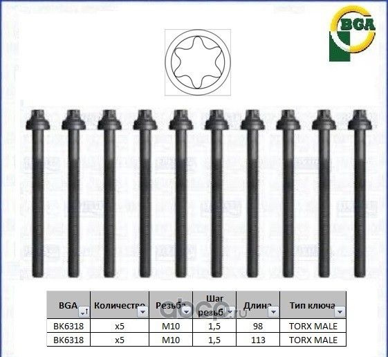 BGA Болт крепежный автомобильный, 10 шт. #1