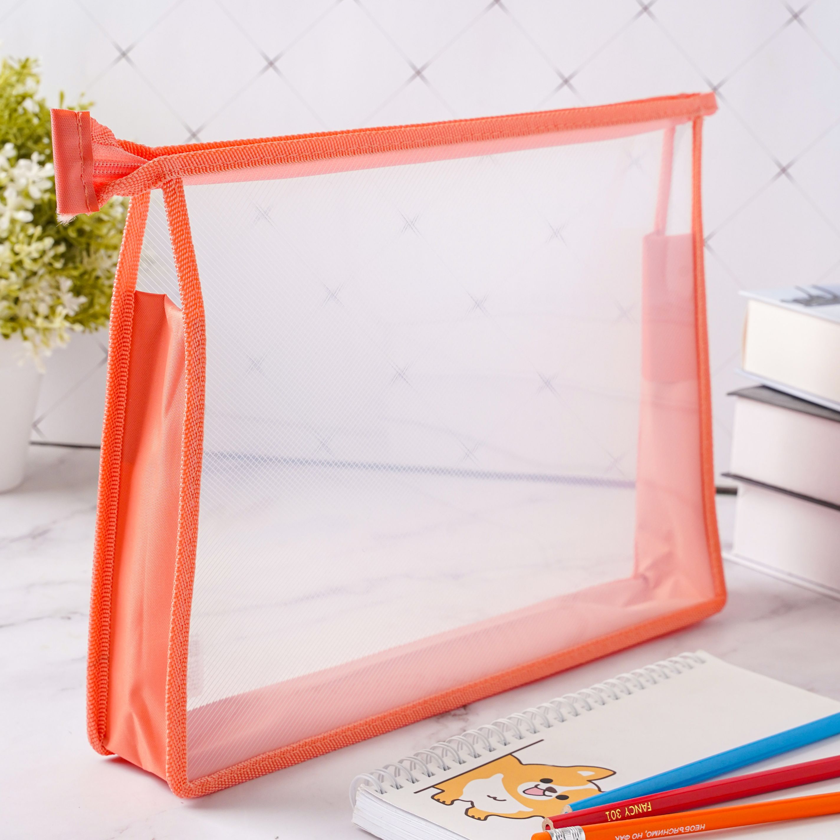 ПапкаА4длятетрадейцветперсиковыйпрозрачная