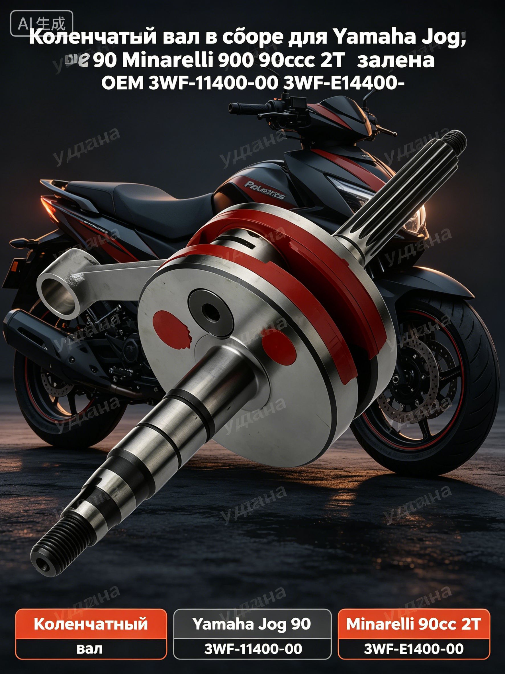КоленчатыйвалвсборедляYamahaJog90Minarelli90cc2TзаменаOEM3WF-11400-003WF-E1400-00