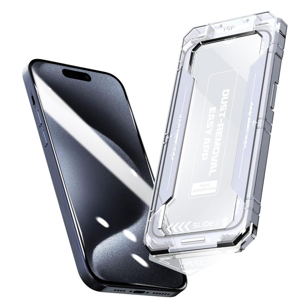Защитное стекло ELFY с аппликатором от пыли для iPhone 15 Plus #1