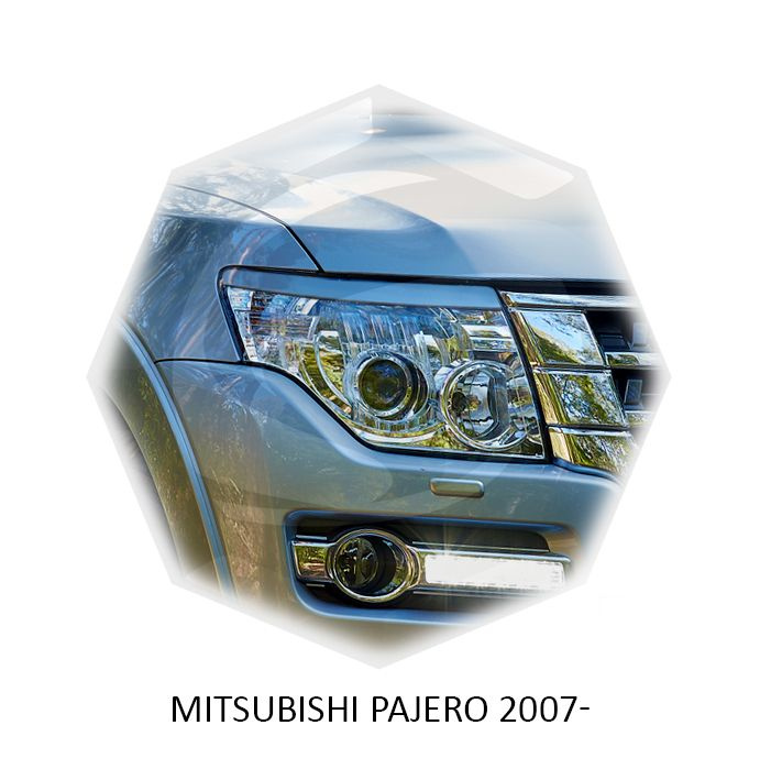 Реснички на фары MITSUBISHI PAJERO 2007г- тюнинг фар накладки на фары  #1