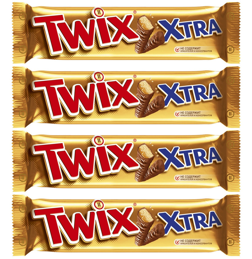 Шоколадный Батончик Twix Xtra Шоколадный С Печеньем И Карамелью, 4 шт по 82 г  #1