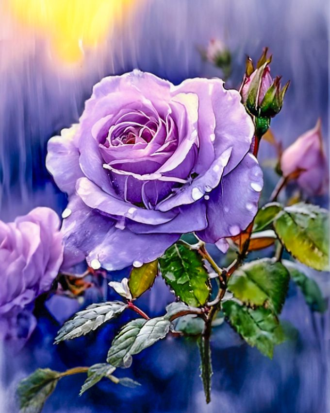 Алмазная мозаика Bright Color "Сиреневая роза" 40х50 на холсте, без подрамника  #1