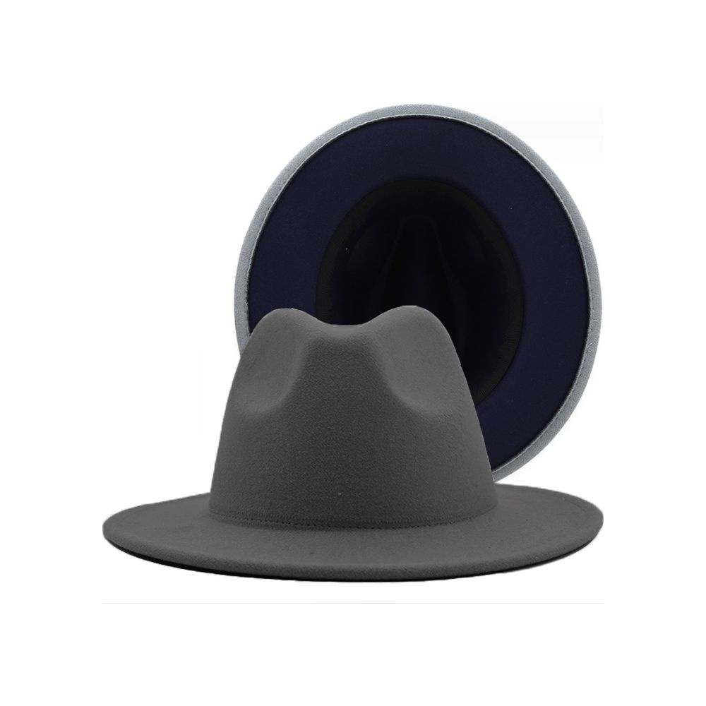 Шляпа Федора фетровая 2 цвета, серый+темно-синий #1