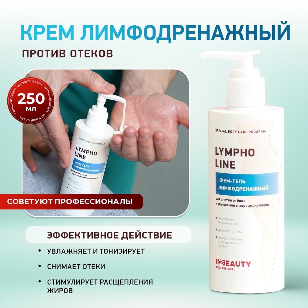 IN2BEAUTY Professional/ Крем для тела увлажняющий LYMPHO LINE для снятия отёков, для микроциркуляции, #1