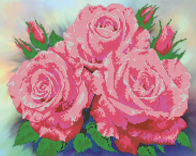 Стразы для рукоделия (алмазная мозаика) комплект к схеме Диамант "Розы", 48х38 см (артикул ДК383)  #1