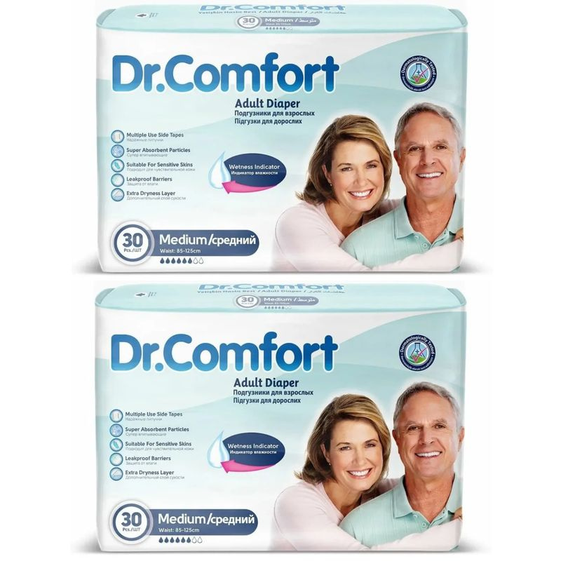 Dr. Comfort Подгузники для взрослых Adult Diaper Jumbo pack Medium, 30 шт, 2 шт  #1