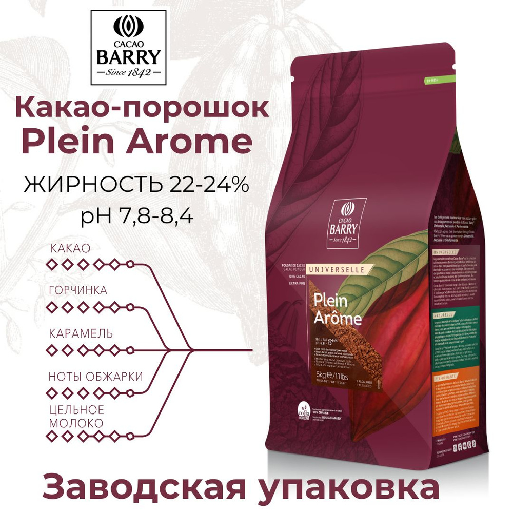 Какао-порошок Plein Arome Cacao Barry алкализованный, 1кг #1