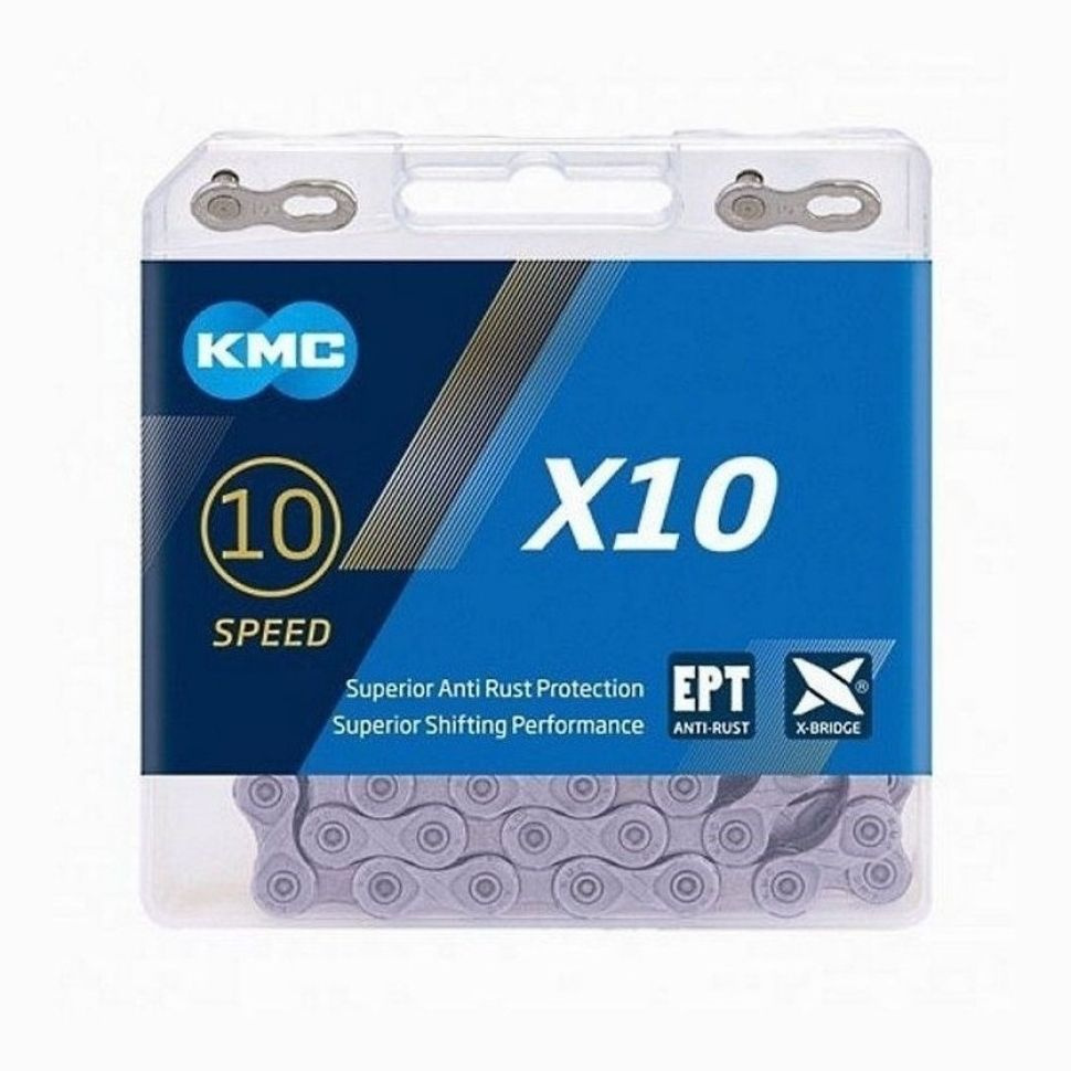 Цепь велосипедная KMC X10EPT 10 скоростей, 114 звеньев, 1/2" x 11/128", 5,88 мм, антикоррозионное покрытие #1