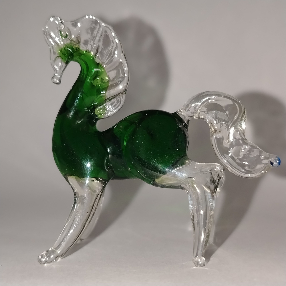 Фигурка стеклянная "конь" Прозразно-зелёный #1