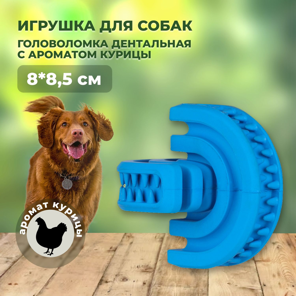 Игрушка Mr.Kranch для собак Головоломка дентальная 8*8,5 см синяя с ароматом курицы  #1