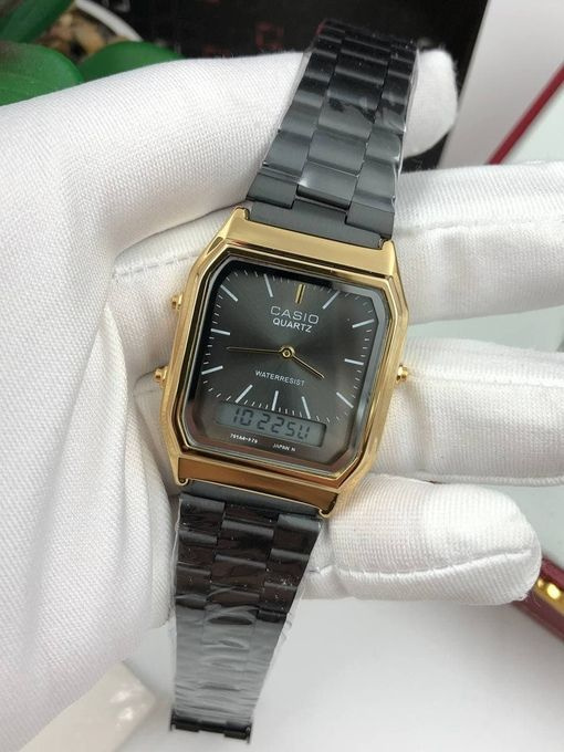 Японские мужские электронные часы с металлическим ремешком в подарочной упаковке  #1