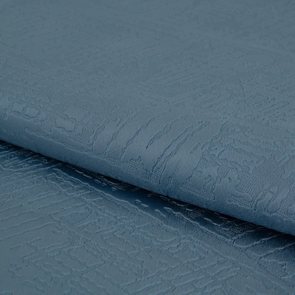 Daily by T Интерьерная ткань "Венуа" погонный метр, бархат с теснением, цвет голубой 280 см.  #1