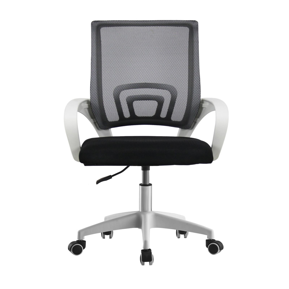 Офисное кресло мягкое со спинкой на колесиках СтулБержи, сетка, ткань, спинка и сиденье - черный, ручки #1