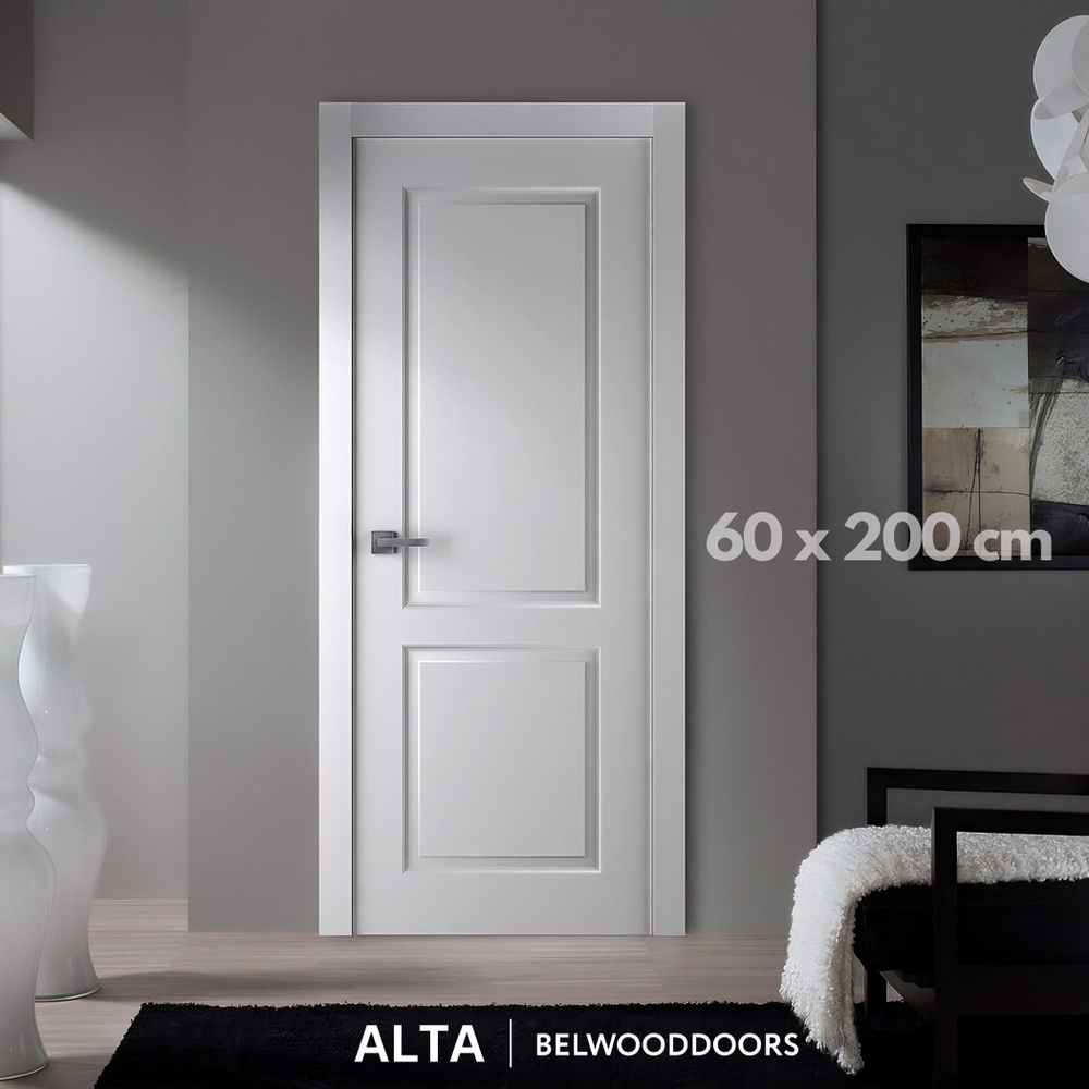 Belwooddoors Дверь межкомнатная Белый RAL 9003, МДФ, Дерево, 600x2000, Глухая  #1