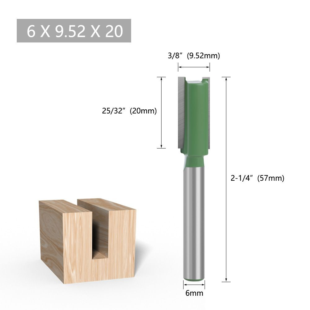 Фреза по дереву пазовая прямая 9.52 х 20 ммхвостовик 6 мм #1