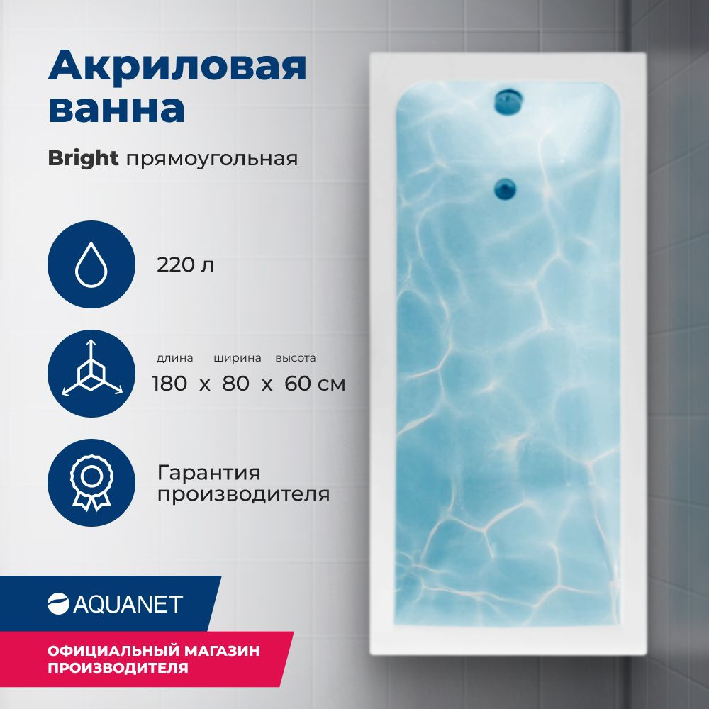 Акриловая ванна Aquanet Bright 180x80 (с каркасом) #1