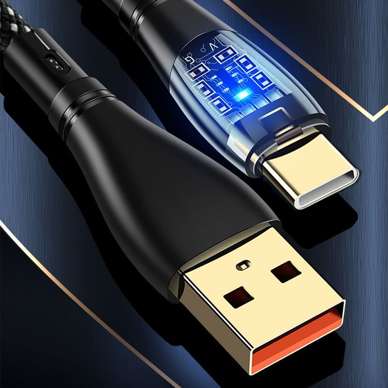 Кабель USB Type C, Кабель для сверхбыстрого зарядного устройства длиной 1 М, шнур для зарядки в нейлоновой #1