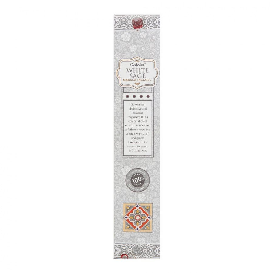 Goloka WHITE SAGE Masala Incense (Высококачественные индийские пыльцовые благовония БЕЛЫЙ ШАЛФЕЙ, Голока), #1