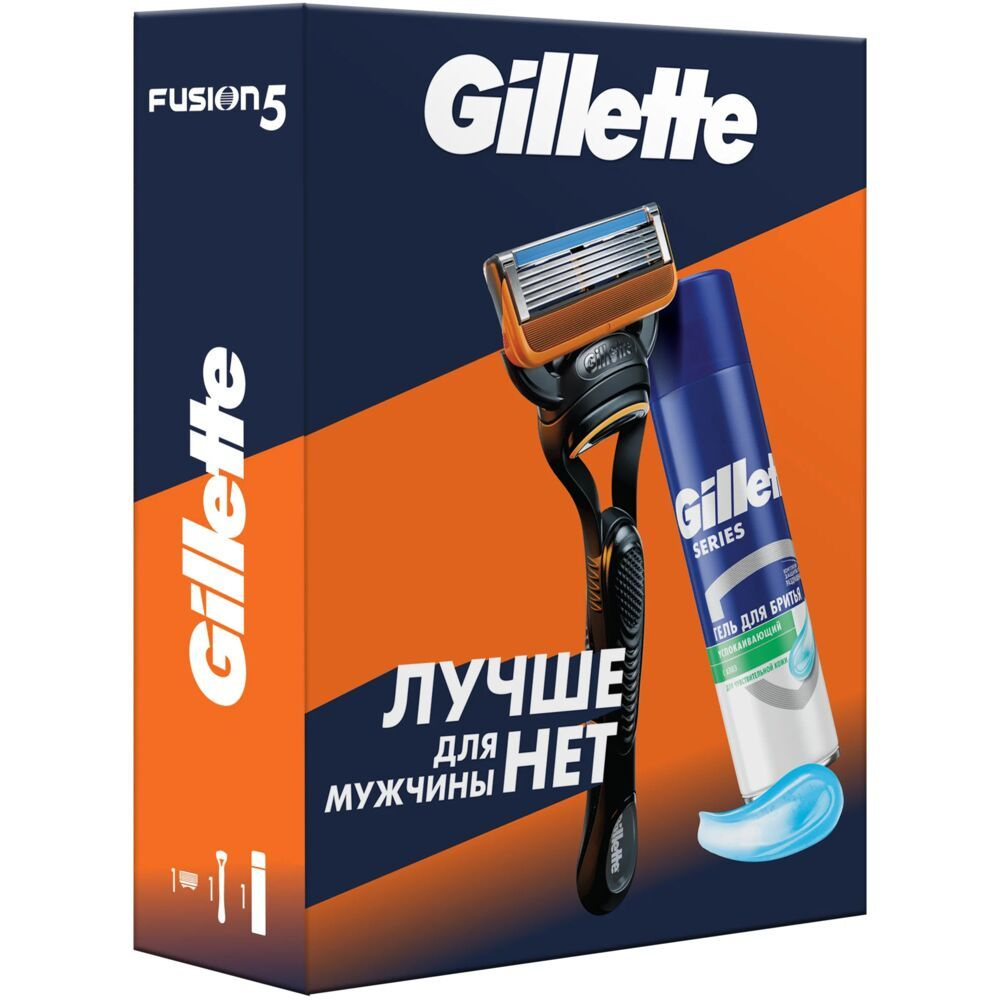 Gillette Подарочный набор (Станок с 1 сменной кассетой + Гель для бритья успокаивающий.)  #1