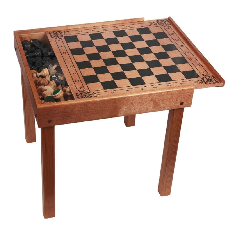 Стол шахматный МЕГА орех с ящиком (шахматы, шашки, нарды) 3 в 1  #1
