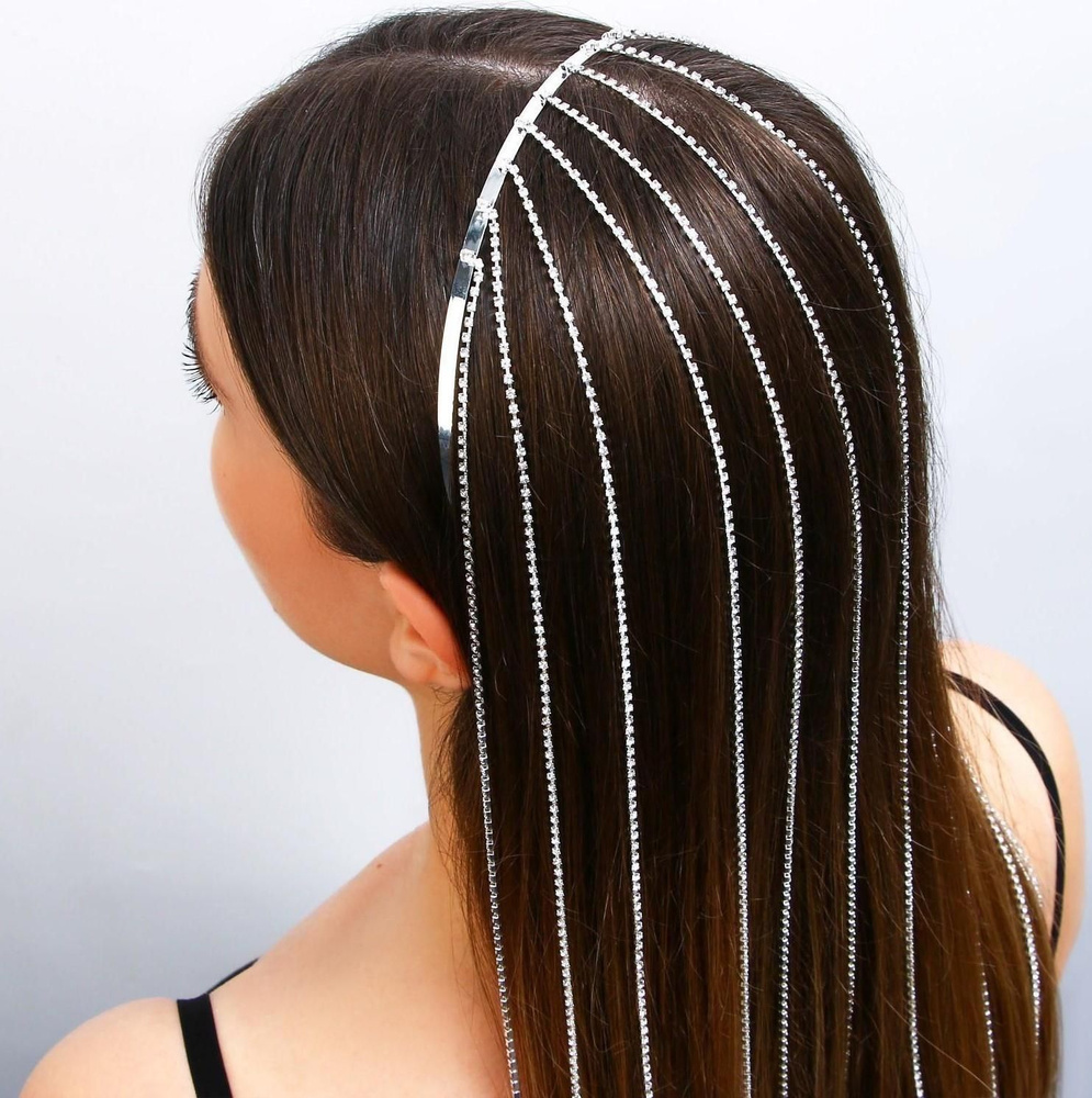 Ободок для волос со стразами Блистай, длина цепочек 42 см  #1