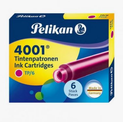 Картриджи для перьевых ручек Pelikan 4001 Pink (Розовый) (в упаковке 6 картриджей формата international) #1