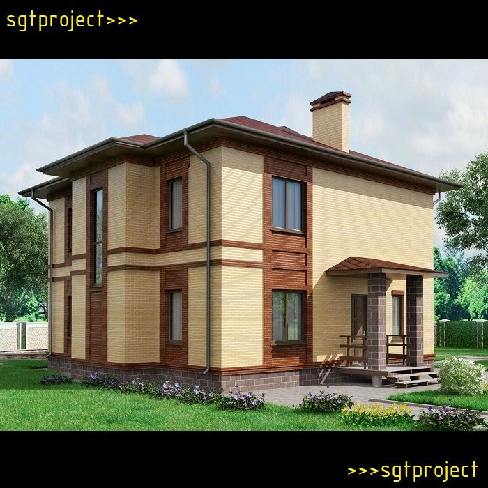 Проект двухэтажного дома размерами 16х11м #1