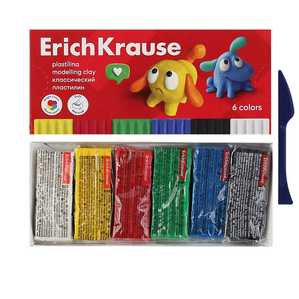Пластилин 6 цветов, 108 гр, стек, картонная коробка, Jolly Friend Jolly Friends Erich Krause 61344  #1