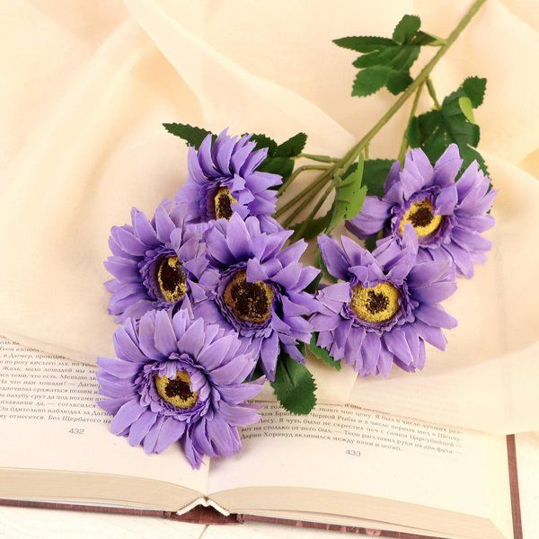 Цветы искусственные Гербера садовая 6х50см, фиолетовый #1