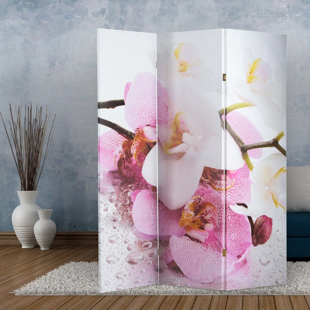 Ширма перегородка "Орхидеи. Утренняя свежесть", 150 x 160 см  #1