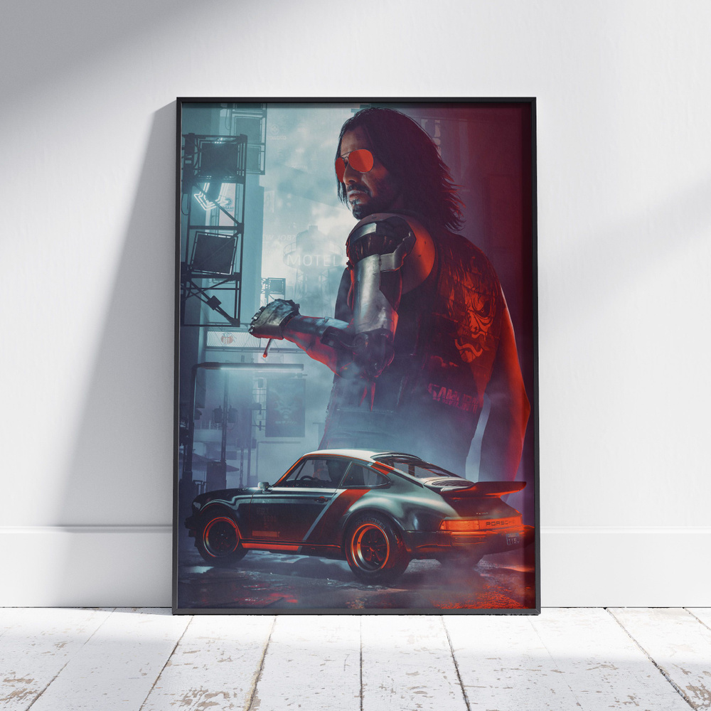 Плакат на стену для интерьера Киберпанк 2077 (Джонни Сильверхенд 6) - Постер по игре формата А3 (30x42 #1