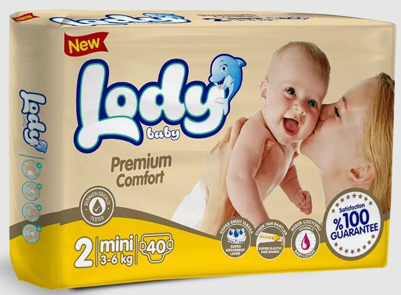 Детские подгузники Lody Baby, Premium comfort, 2 MINI, 40 шт в упаковке (3-6кг), Турция  #1