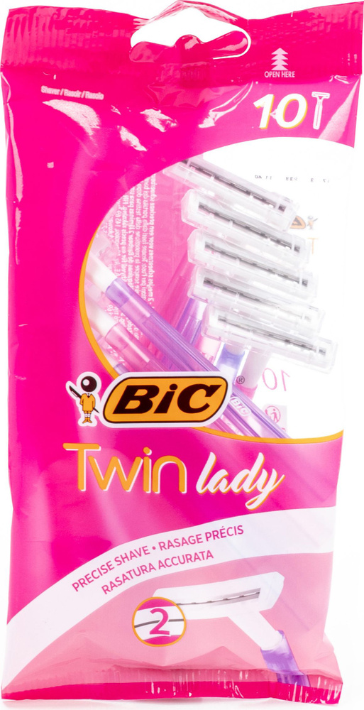 Bic / Бик Twin Lady Станки для бритья женские одноразовые с увлажняющей полоской, 2 лезвия, 10шт. / уход #1