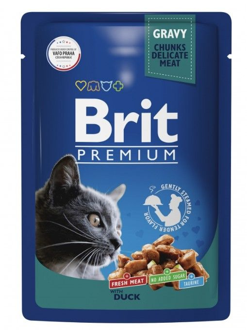 BRIT PREMIUM, Пауч для взрослых кошек, Утка в соусе, 85г, 5048908 #1