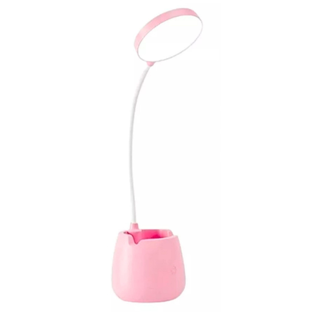 Сенсорная гибкая лампа с подставкой для телефона с органайзером. Розовая  #1
