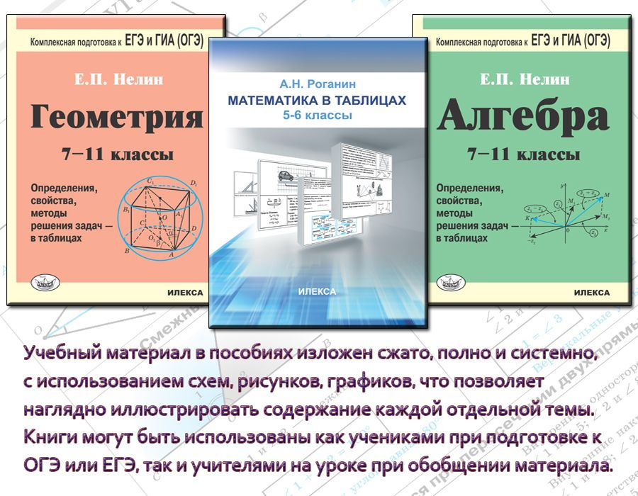 КОМПЛЕКТ ИЗ 3 КНИГ В ТАБЛИЦАХ: Математика. 5-6 кл. + Геометриях. 7-11 кл. + Алгебра. 7-11 кл. | Нелин #1