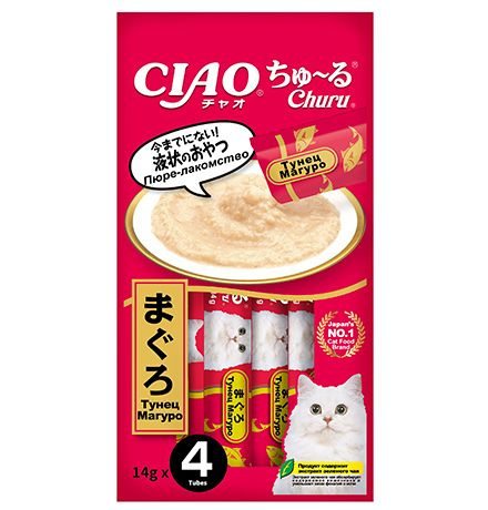 Inaba Ciao Churu Maguro Tuna / Лакомство-пюре Инаба для кошек Тунец магуро, 14г х 4шт  #1