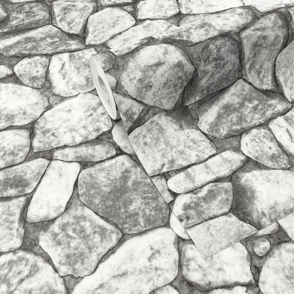 Обои флизелиновые, камни темно-серые, метровые, для коридора, Базальт (Саратовские обои, арт. 4011-06) #1