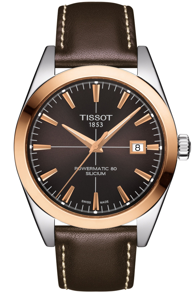 Швейцарские механические часы с автоподзаводом Tissot Gentleman Powermatic 80 T927.407.46.291.00 на кожаном #1