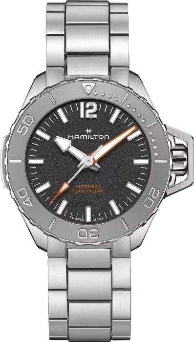 Швейцарские механические наручные мужские часы Hamilton Khaki Navy H77485130 на браслете из стали, с #1