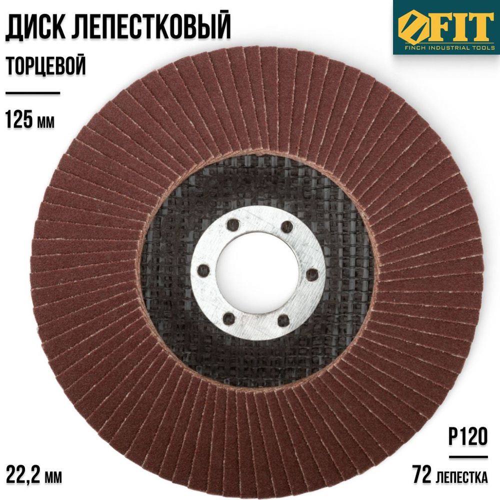 FIT FINCH INDUSTRIAL TOOLS Круг лепестковый торцевой 125 x 10 x 22.2; 72 зуб.; P120  #1